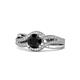 1 - Aimee Signature Black and White Diamond Bypass Halo Engagement Ring 