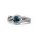 1 - Aimee Signature Blue and White Diamond Bypass Halo Engagement Ring 