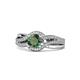 1 - Aimee Signature Diamond and Lab Created Alexandrite Bypass Halo Engagement Ring 