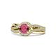 1 - Aimee Signature Rhodolite Garnet and Diamond Bypass Halo Engagement Ring 