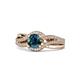 1 - Aimee Signature Blue and White Diamond Bypass Halo Engagement Ring 