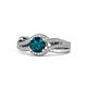 1 - Aimee Signature London Blue Topaz and Diamond Bypass Halo Engagement Ring 