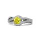 1 - Aimee Signature Yellow and White Diamond Bypass Halo Engagement Ring 