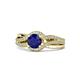 1 - Aimee Signature Blue Sapphire and Diamond Bypass Halo Engagement Ring 