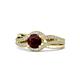 1 - Aimee Signature Red Garnet and Diamond Bypass Halo Engagement Ring 