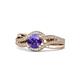1 - Aimee Signature Iolite and Diamond Bypass Halo Engagement Ring 