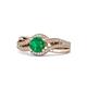 1 - Aimee Signature Emerald and Diamond Bypass Halo Engagement Ring 