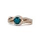 1 - Aimee Signature London Blue Topaz and Diamond Bypass Halo Engagement Ring 
