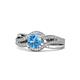 1 - Aimee Signature Blue Topaz and Diamond Bypass Halo Engagement Ring 