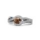 1 - Aimee Signature Smoky Quartz and Diamond Bypass Halo Engagement Ring 
