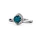 1 - Anneka Signature London Blue Topaz and Diamond Halo Engagement Ring 