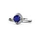 1 - Anneka Signature Blue Sapphire and Diamond Halo Engagement Ring 
