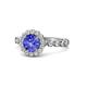 1 - Aelan Signature Round Tanzanite and Diamond Floral Halo Engagement Ring 