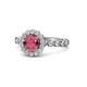 1 - Aelan Signature Rhodolite Garnet and Diamond Floral Halo Engagement Ring 