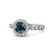 1 - Aelan Signature Blue and White Diamond Floral Halo Engagement Ring 