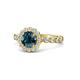 1 - Aelan Signature Blue and White Diamond Floral Halo Engagement Ring 