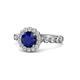 1 - Aelan Signature Blue Sapphire and Diamond Floral Halo Engagement Ring 
