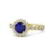 1 - Aelan Signature Blue Sapphire and Diamond Floral Halo Engagement Ring 