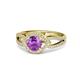 1 - Liora Signature Amethyst and Diamond Eye Halo Engagement Ring 