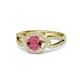 1 - Liora Signature Rhodolite Garnet and Diamond Eye Halo Engagement Ring 
