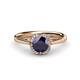 1 - Myrna Round Iolite and Diamond Halo Engagement Ring 