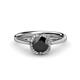 1 - Myrna Round Black Diamond and Diamond Halo Engagement Ring 