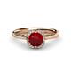 1 - Myrna Round Ruby and Diamond Halo Engagement Ring 