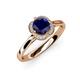 4 - Myrna Round Blue Sapphire and Diamond Halo Engagement Ring 