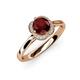 4 - Myrna Round Red Garnet and Diamond Halo Engagement Ring 