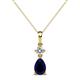 1 - Zaila Pear Shape Blue Sapphire and Round Natural Diamond Two Stone Pendant 