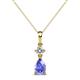 1 - Zaila Pear Shape Tanzanite and Round Natural Diamond Two Stone Pendant 