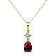 1 - Zaila Pear Shape Ruby and Round Natural Diamond Two Stone Pendant 