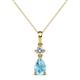 1 - Zaila Pear Shape Aquamarine and Round Natural Diamond Two Stone Pendant 