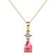 1 - Zaila Pear Shape Pink Tourmaline and Round Natural Diamond Two Stone Pendant 