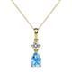 1 - Zaila Pear Shape Blue Topaz and Round Natural Diamond Two Stone Pendant 