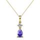 1 - Zaila Pear Shape Iolite and Round Natural Diamond Two Stone Pendant 