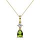 1 - Zaila Pear Shape Peridot and Round Natural Diamond Two Stone Pendant 