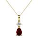 1 - Zaila Pear Shape Red Garnet and Round Natural Diamond Two Stone Pendant 