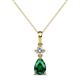 1 - Zaila Pear Shape Emerald and Round Natural Diamond Two Stone Pendant 