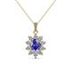 1 - Raizel (7 x 5 mm) Tanzanite and Diamond Floral Halo Pendant 