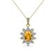 1 - Raizel (7 x 5 mm) Citrine and Diamond Floral Halo Pendant 
