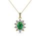1 - Raizel (7 x 5 mm) Emerald and Diamond Floral Halo Pendant 