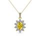 1 - Raizel (7 x 5 mm) Yellow Sapphire and Diamond Floral Halo Pendant 