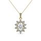 1 - Raizel (7 x 5 mm) White Sapphire and Diamond Floral Halo Pendant 