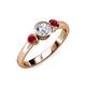 2 - Avrit Diamond and Ruby Three Stone Engagement Ring 