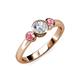 2 - Avrit Diamond and Pink Tourmaline Three Stone Engagement Ring 