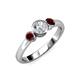 2 - Avrit Diamond and Red Garnet Three Stone Engagement Ring 