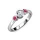 2 - Avrit Diamond and Rhodolite Garnet Three Stone Engagement Ring 