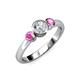 2 - Avrit Diamond and Pink Sapphire Three Stone Engagement Ring 
