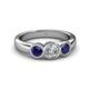 4 - Naava Diamond and Blue Sapphire Three Stone Engagement Ring 